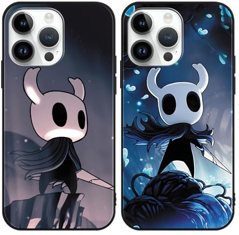 Yimctoie 2 Stück Handyhülle für iPhone 14 iPhone 13 6.1, Cool Anime Hollow Figur Game Knight Cartoon Muster Schutzhülle, Silikon TPU Schwarz Stoßfest Kratzfest Hülle, Muster