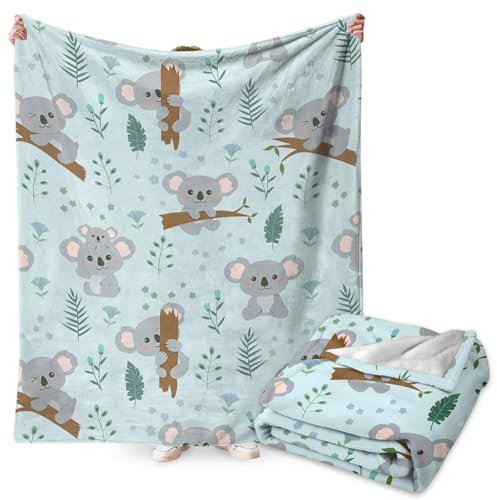 Koala Kuscheldecke für Kinder Flanell Decke Kinder Weich Flauschig Fleecedecke Karikatur Interessant Bunt Cute Koala Geschenke für Junge Mädche Junge 100x150CM