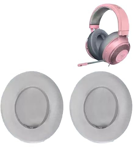 Almohadilla de repuesto para auriculares compatible con auriculares Razer Nari Ultimate, Nari Essential, Kraken Kitty, Kraken Tournament Edition, gel de refrigeración gris