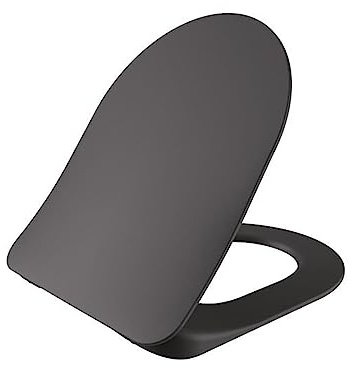 Creavit WC Sitz Duroplast mit Softclose Absenkautomatik, Quick Release Funktion, einfache Reinigung, Toilettendeckel, Toilettensitz, stabile Standardbefestigung, Oval 36 x 44,5 x 2 cm, Anthrazit Matt