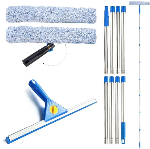 Limpiacristales, 310 cm, Kit de Limpieza de Ventanas 2 en 1, Kit de Limpieza de Ventanas, Kit Combinado Profesional de limpiacristales, 35 cm con Microfibra para baño, Ducha, Coche, Cristal