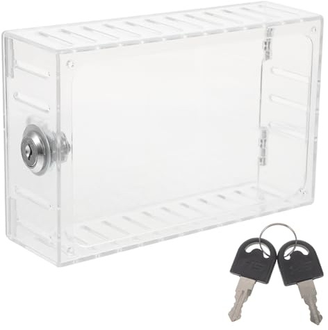 TEHAUX Thermostat Lock Box Clear Acrylic Guard with Key Lock Wall-mounted Protective Cover Compatible with In-wall Thermostats Iron Frame Secure Storage for Home and Office