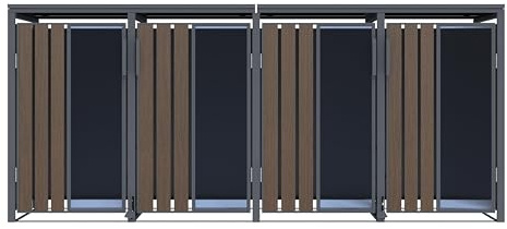 Mülltonnenbox Anthrazit mit Holzoptik und Plexiglas für 4 Mülltonnen 120 und 240 Liter