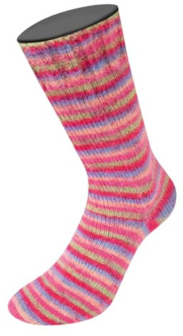 LANA GROSSA Cosy Socks Multi Stripes | Flauschig & waschmaschinenfest mit besonderem Druckeffekt | Handstrickgarn aus 70% Schurwolle & 30% Polyamid | 100g Wolle zum Stricken & Häkeln | 400m FB 152