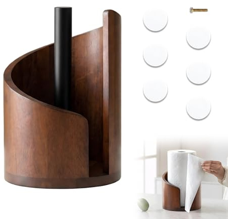 Porta Rotolo Da Cucina Portascottex Da Cucina Legno Verticale 1 Pezzo | 6 Pad Adesivi, Piccoli Accessori, Materiale Massiccio, Tavolo, Piano Di Lavoro, Casa, Bagno, Ristorante
