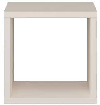 möbelando Regalwürfel >Mauro< Sandafarbiges Regal modern 38,2x38,3x32,9 cm Kleinmöbel mit 1 Fach, 40 kg belastbarer Oberboden 25 mm, Spanplatte, Folie Finish, Schwarze Kunststofffüße, zerlegt