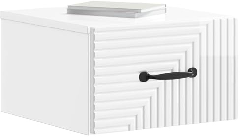 vidaXL Wandmontierter Nachttisch Hochglanz Weiß 34,5 x 33 x 20 cm, Minimalistischer Nachttisch, viel Stauraum, modernes Design, Schlafzimmer-Organizer, Elegante Deko-Tisch