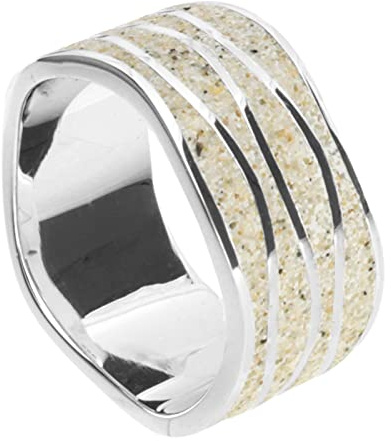 DUR Schmuck Damen Ring STRANDWELLEN, 925 er Sterling-Silber und echter Strandsand R4801