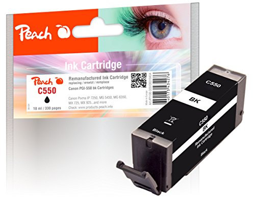 Peach C550/551/555 Druckerpatrone schwarz ersetzt Canon PGI-550PGBK, 6496B001 für z.B. Canon Pixma IP 7250, Canon Pixma MX 925, Canon Pixma IP 7200, Canon Pixma MG 7550, Canon Pixma MG 7150