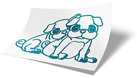 MOPS ME Autoaufkleber, Mopsaufkleber, Auto, Aufkleber, Sticker, Knubbelmops, Mops, in verschiedenen Farben (Türkisblau 066)