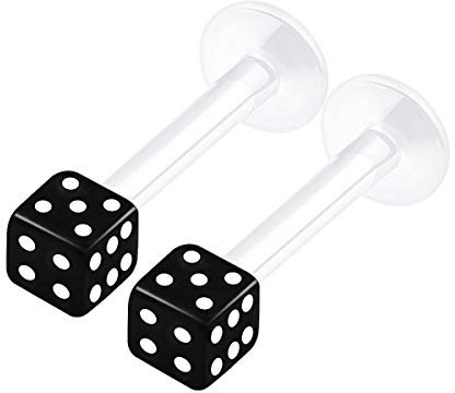 KJM FASHION 2 STK Flexibles Acryl Lippen 1,2mm 16 Gauge 8mm 5/16 3mm Würfel Kugel Cartilage Snake Bite Tragus Ohrringe Piercing Schmuck 1653