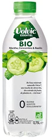 Volvic Essentiel Bio Volvic essentiel concombre menthe basilic - La bouteille de 75cl