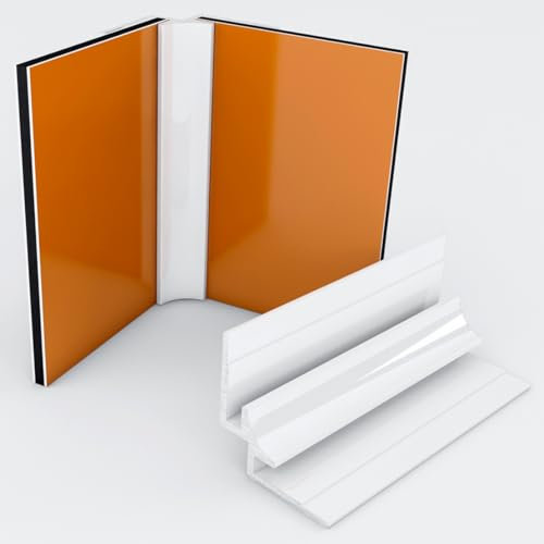 Kerabad Aluminium Profilsystem für 3mm Platten - 2 Meter - Alu-Profil für Duschrückwand Küchenrückwand - Inneneckprofil weiss