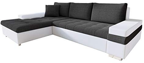 Mirjan24 Ecksofa Bangkok Mini, Moderne Eckcouch mit Schlaffunktion und Bettkasten, Ecksofa für Wohnzimmer, Gästezimmer, Couch L-Form, Wohnlandschaft (Soft 017 + Lux 06)