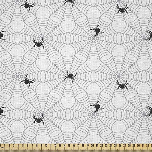 ABAKUHAUS Spinnennetz Stoff als Meterware, Schwarzes Insektennetz, Microfaser Stoff für Dekoratives Basteln, 1M (230x100cm), Hellgrau Weiß Schwarz