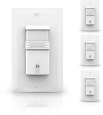 ECOELER Vacuum Sensor Switch and Wall Occupancy Motion Sensor Switch Single Pole Indoor Light Switch, 15sec-30min 4 Pack, White