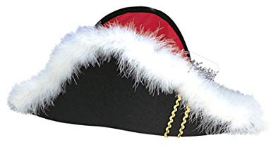 Horror-Shop Schwarzer Napoleon Hut aus Filz mit Federflaum für Fasching & Motto Party