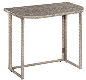 gartenmoebel-einkauf Balkon Klapptisch Bregenz 90x50cm, Stahlgestell + Polyrattan Geflecht grau-beige