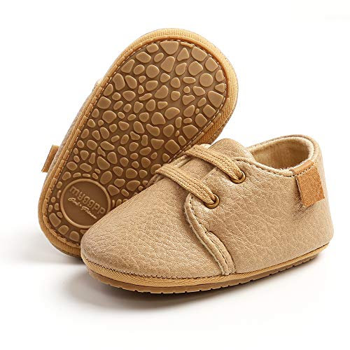 RVROVIC Baby Jungen Mädchen Sneaker Anti-Rutsch Oxford Loafer Flats Säugling Kleinkind PU Leder Weiche Sohle Baby Schuhe,Khaki - 1 Khaki - Größe: 12-18 Monate