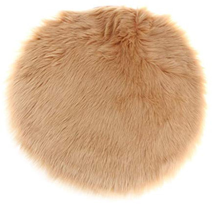 N/A Rundes Sitzkissen aus Kunstfell, Schaffell, Sitzkissen, Fußmatte, Sofa-Pad (Camel, 35 cm)