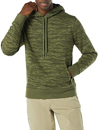 Amazon Essentials Felpa con Cappuccio, Non Apribile, Disponibile in Taglie Big & Tall Uomo, Verde Motivo Mimetico Astratto, L