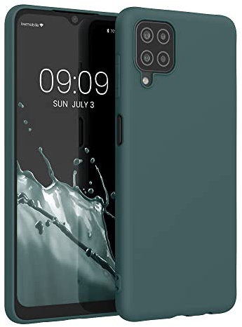 kwmobile Hülle kompatibel mit Samsung Galaxy A12 Hülle - weiches TPU Silikon Case - Cover geeignet für kabelloses Laden - Blaugrün