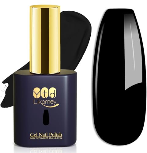 YTD Likomey UV Gellack Nagellack Gel,15ml Klassischer Schwarz Soak Off Farbgel Nagelgel Maniküre Farbe Herbst Winter Gel Nail Polish,CS002