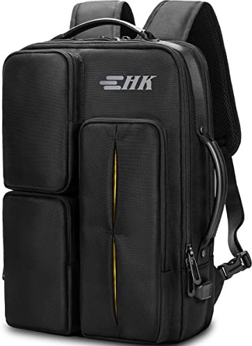 HEROIC KNIGHT Laptop Rucksack Herren Damen 15,6 Zoll Laptoptasche Wasserdichter Rucksack Groß Reiserucksack Handgepäck Rucksack Business Rucksack mit USB-Ladenanschluss für Arbeit Uni Reisen-Schwarz
