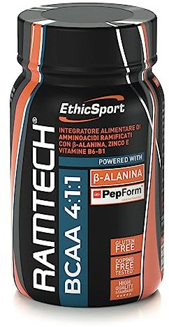 Ramtech BCAA 4:1:1 - Barattolo da 120 cpr x 1500 mg - Integratore alimentare di amminoacidi ramificati 4:1:1. Aiuta a nutrire il muscolo e ridurre i tempi di recupero
