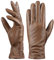Damen Winter-Lederhandschuhe mit Touchscreen Text, warmes Lammfell, 100% reines echtes Leder (Orange, L)