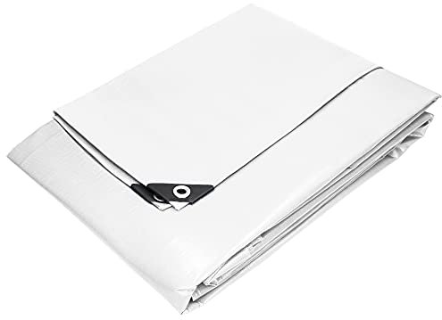 ECD Germany Lona de Protección Impermeable con Ojales 8x10m 80m² 180g/m² Polietileno Blanco Resistente contra Moho y Rayos UV Cubierta Multiusos Ideal para Muebles de Jardín y Almohadilla para Tienda