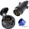 SPARKMOTO 7 Pin Trailer Plug and 7 Pin Trailer Socket,12V 7Pin Trailer Plug Socket With Trailer Plug Holder,Trailer male plug and female socket(Rubber Cap)