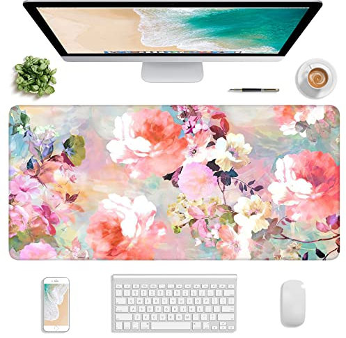 Atufsuat Tapis de souris de jeu avancé grand tapis de souris XXL 77 x 36 cm tapis de souris pour ordinateur portable sousmain imperméable avec bords cousus et dessous antidérapant pour femme au bureau