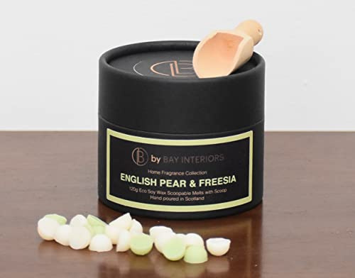 by Bay Interiors Eco Sojawachs schaufelbar schmilzt stark duftend, vegan, ohne Kunststoff, 120 g (Englische Birne & Freesie)