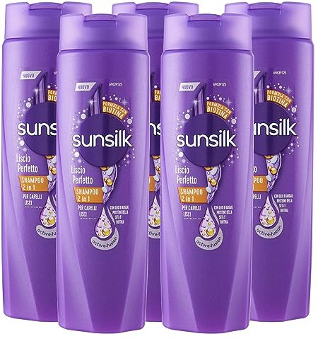5 x Sunsilk Co-Creations Glattes Shampoo Perfekt 2in1 Feuchtigkeitsabweisend und Anti-Frizz für glattes und glänzendes Haar - 5 Flaschen à 250 ml