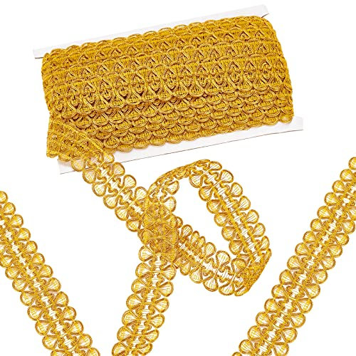 PandaHall Metallgeflecht Golden Centipede Lace Ribbon 13 Yards Woven Gimp Braid Trim Dekorativer Stoffbesatz Für Hochzeit Braut Kostüm Oder Schmuck Basteln Und Nähen 1.3 breit