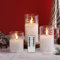 Eywamage Clear Snowflakes Glass Flameless Candles with Remote, Battery Operated Christmas LED Pillar Candles Set of 3