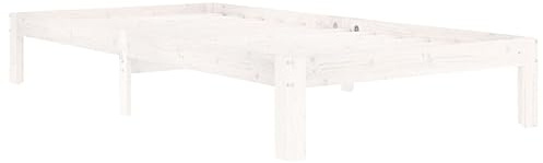vidaXL Massivholzbett Bettgestell mit Lattenrost Bett Holzbett Bettrahmen Einzelbett Schlafzimmerbett Schlafzimmermöbel Weiß Kiefer 100x200cm