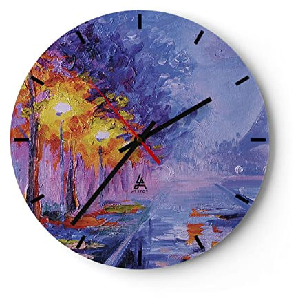 Modern Wanduhr Paris Laternen Eiffel 40x40cm Rund Groß Wand Uhr Glas Analog Zimmeruhren Küche Büro Wohnzimmer Glasuhr Wall Clock Dekoration Design Wanddekoration Küchenuhr C3AR40x40-4199
