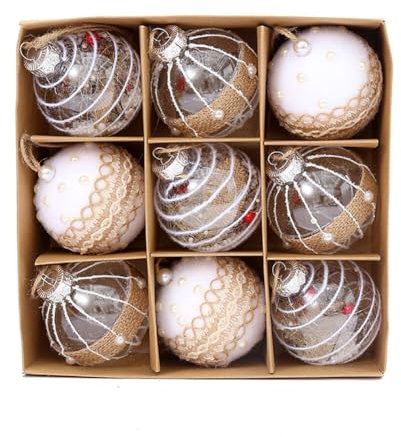 Uposao 9 Stück Weihnachtskugeln Kunststoff, Ø 8cm Weihnachtsbaumkugeln Champagner Weihnachtsbaumschmuck Set Dekorative Kugeln Christbaumkugeln Weihnachtsdeko Kugeln zum Aufhängen für Weihnachtsbaum
