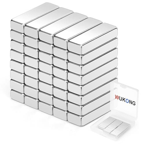 Wukong Starke Magnete 15x5x3mm Extra Starke Neodym Magnete 40 Pcs Rechteckig Silber für Kunst, Handwerk, Modellherstellung, DIY, Büro, Kühlschrank und Zuhause