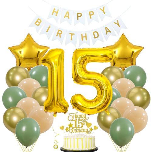 Geburtstagsdeko Grün Gold Deko 15 Geburtstag Luftballon 15 Geburtstag Deko Mädchen Junge Geburtstagsdeko 15 Junge Deko Geburtstag Ballon Girlande Avocado Grün Luftballons 15. Geburtstagsdeko Grüne