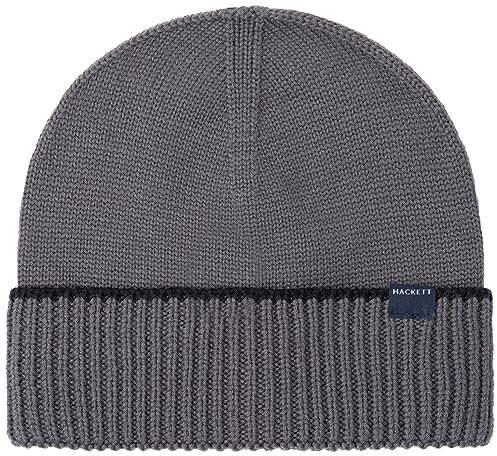 Hackett London Herren Merino Beanie Verschluss, Schwarz (Black), Einheitsgröße