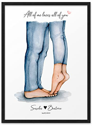 ALL Of ME LIEBESPAAR | ABOUKI Kunstdruck | Valentinstag Geschenk Für Sie Pärchen Geschenke Bild Hochzeit Personalisiert Jahrestag Geschenk für Freundin | Personalisiert