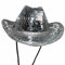 Teksome Cowboyhut | Silberner Glitzer Cowgirl Hut | Neon glitzernder Cowboyhut | Disco-Cowboy-Hut | Kostümzubehör | Partyhüte für Damen