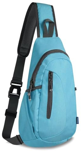 TITECOUGO Small Canvas Sling Bag Lightweight Crossbody Bag for Women Rucksack for Men Running Backpack Travel Chest Pack Daypack Shoulder for Gym Work Hiking Outdoor Sports Sky Blue