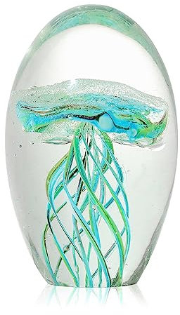 LSHAI Handgeblasene Glasquallenfigur, Ornament, Sammlerstück, mittelgroß, Kristallglas, Meerestier-Skulptur, niedliche Kunst, Glasquallen, Tiere für Aquarium, Heimdekoration, Tafelaufsätze