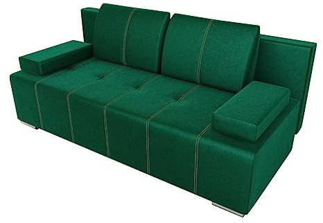 BROMARKT Schlafsofa MALBO - Sofa mit Schlaffunktion und Bettkasten, Bettsofa, Couchgarnitur, Couch, Sofagarnitur, Bett (h90 x t93 x b200 cm, Kronos 37 - Grün)