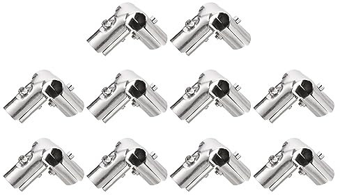 QUARKZMAN Connettore per Tubo Raccordi Strutturale Giunto Morsetti 90 Gradi 3 Vie, 10 Set Inossidabile Acciaio Morsetti Binari Terminali Montaggio Angolare per Tubo OD 1 (25mm) Argento