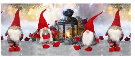 BIANCHERIAWEB Weihnachtsteppich Läufer Küche rutschfest Unterschrank Digital Elfe Rot Laterne 50 x 180 cm Elfe Rot Laterne
